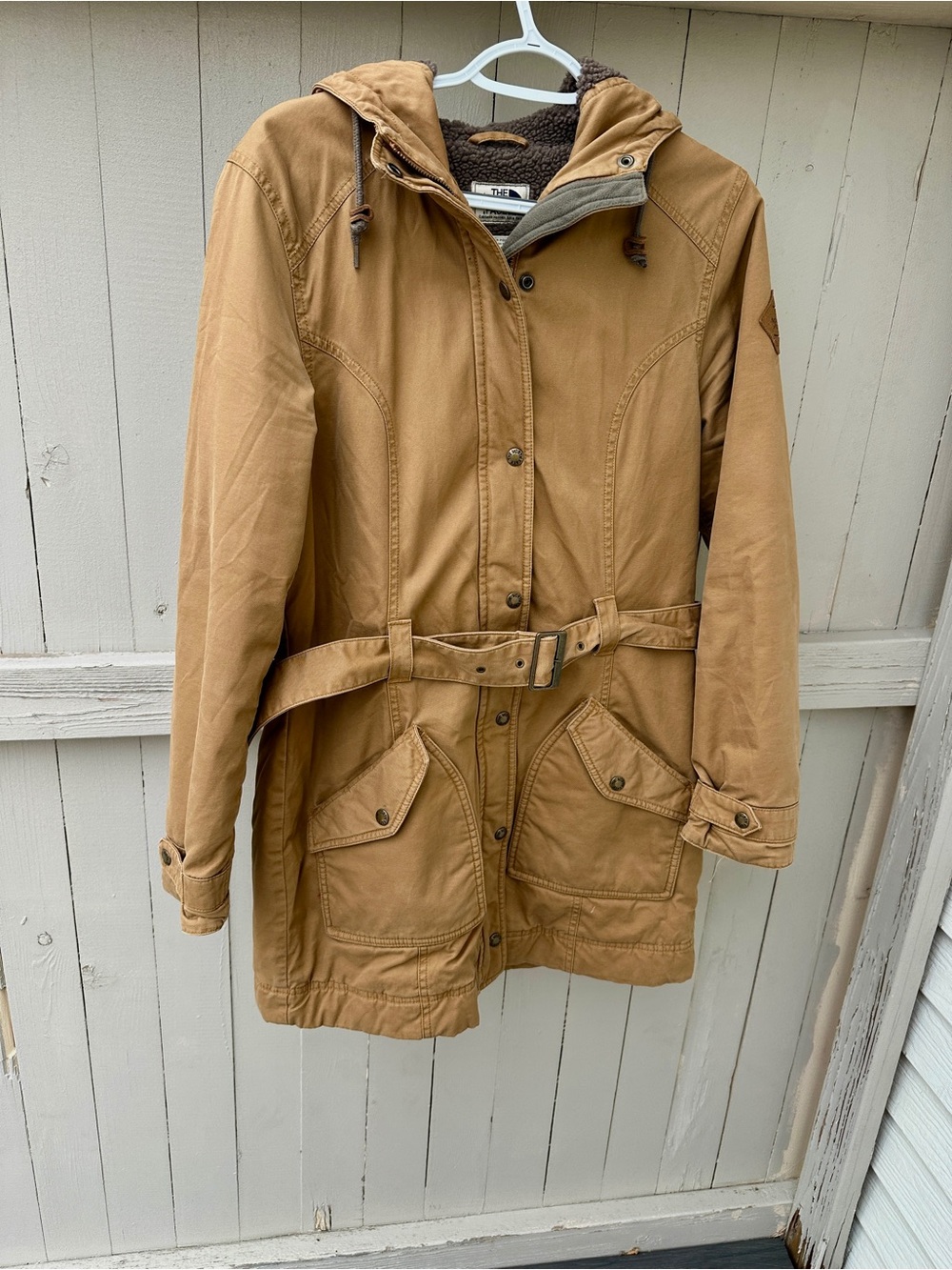 The North Face Women's Tan Hooded Belted Trench Coat